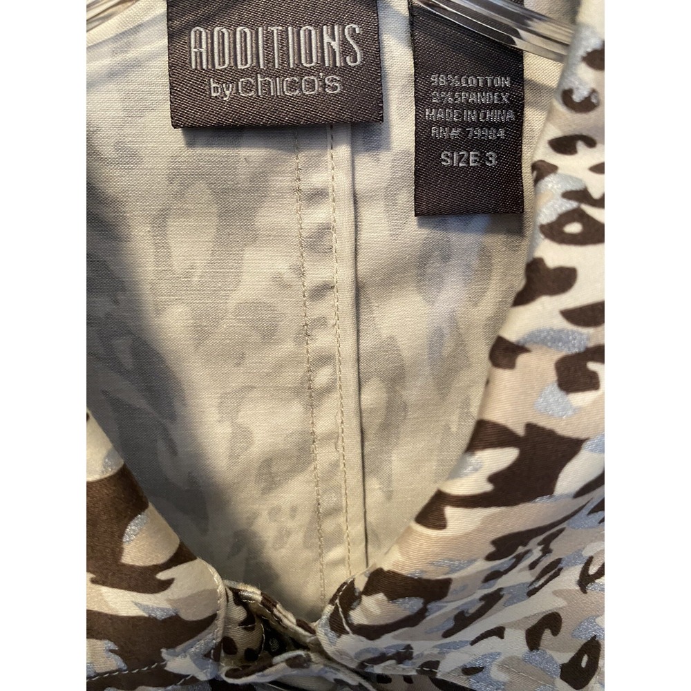 Chicos Additions Jacket Womens 3 XL Brown Leopard Safari Mob Wife Statement Chic - Picture 2 of 7